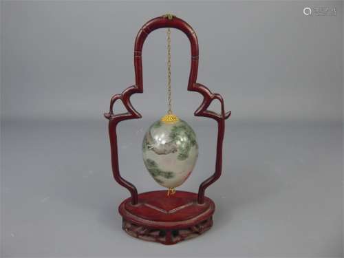 A Vintage Chinese Painted Glass Egg