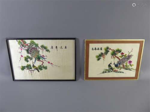 A Pair of Chinese Silk Embroideries