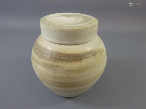 A Stoneware Ash Glazed Pot and Cover