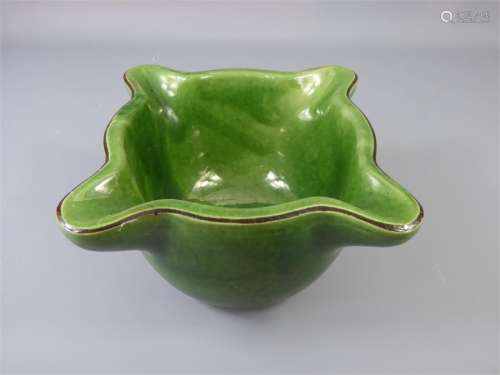 An Antique Provincial Green-Glazed Pottery Mortar (Possibly French)