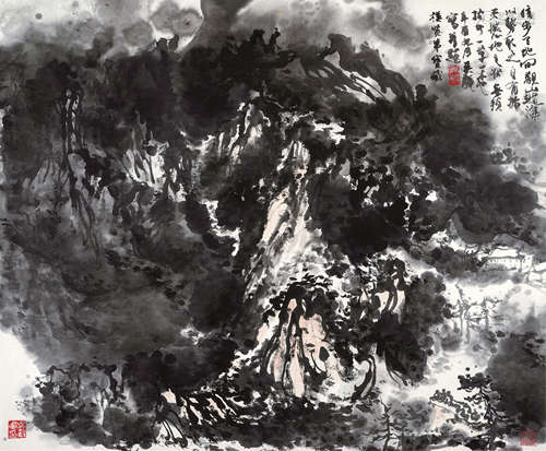 吴毅（b.1934） 山水 镜心 设色纸本