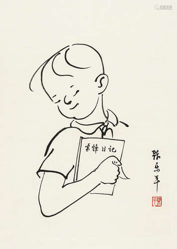 张乐平（1910～1992） 漫画三毛 立轴 水墨纸本