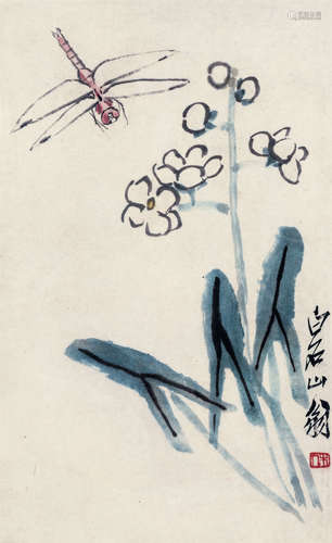 齐白石（1864～1957） 蜻蜓茨花 镜心 设色纸本