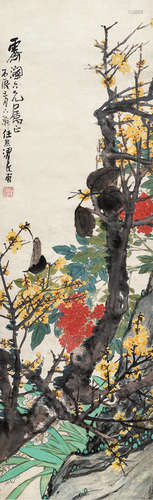 任熊（1823～1857） 百花齐放 立轴 设色纸本