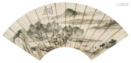 刘彦冲（1807～1847） 深柳读书堂 扇面 设色纸本