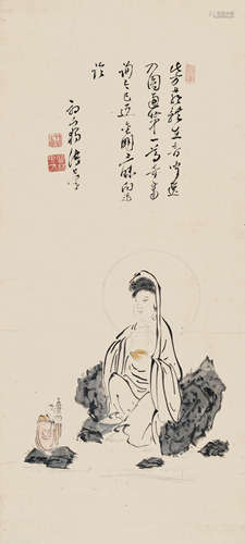 独湛性莹（1628～1706） 佛像 立轴 设色纸本