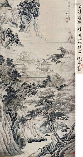 陈卓（1634～?） 松鹰壑金阁 立轴 纸本