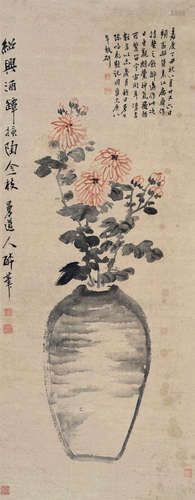 陈鸿寿（1599～1652） 博古花卉 立轴 设色纸本