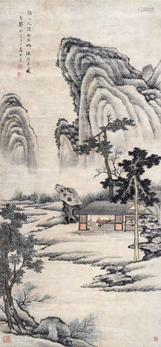 张崟（1761～1829） 仿元人山水 立轴 设色纸本