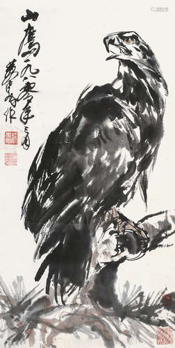 黄胄（1925～1997） 山鹰 立轴 设色纸本