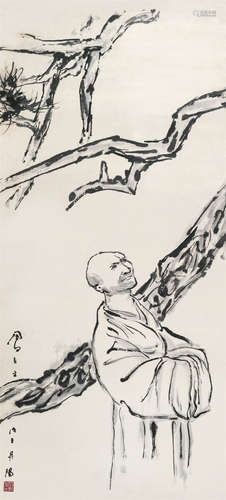 吕凤子（1886～1959） 松荫高士 立轴 水墨纸本