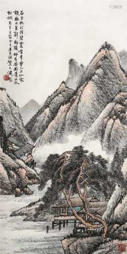 贺天健（1891～1977） 山居 立轴 设色纸本