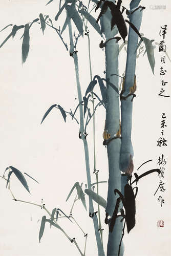 梅健鹰（b.1916） 竹 立轴 设色纸本