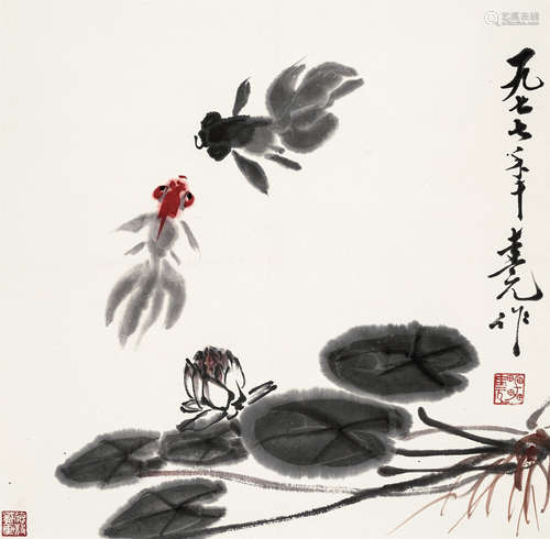 雷圭元（1906～1988） 荷塘清趣 立轴 设色纸本