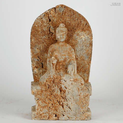 CHINESE STONE CARVED SHAKYAMUNI