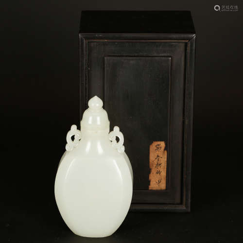 CHINESE WHITE JADE CARVED BOTTLE