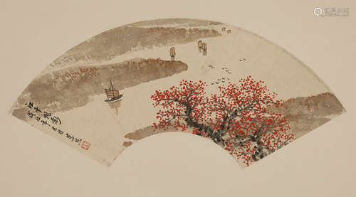 CHINESE LANDSCAPE FAN PAINTING