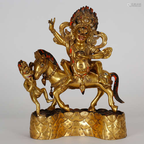 CHINESE GILT BRONZE PALDEN LHAMO