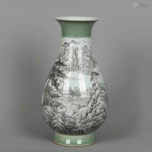 CHINESE INK PAINTED PORCELAIN VASE