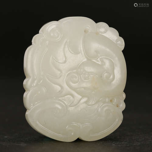 CHINESE WHITE JADE CARVED PENDANT