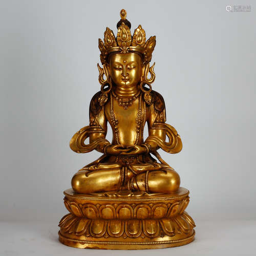 CHINESE GILT BRONZE SEATED AMITAYUS