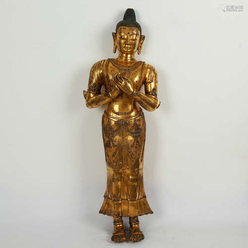 CHINESE GILT BRONZE FIGURE OF BUDDHA