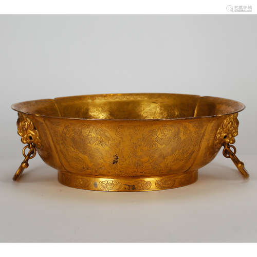 CHINESE GILT BRONZE FOOLION BURNER