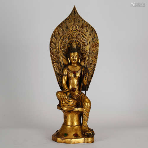 CHINESE GILT BRONZE GUANYIN