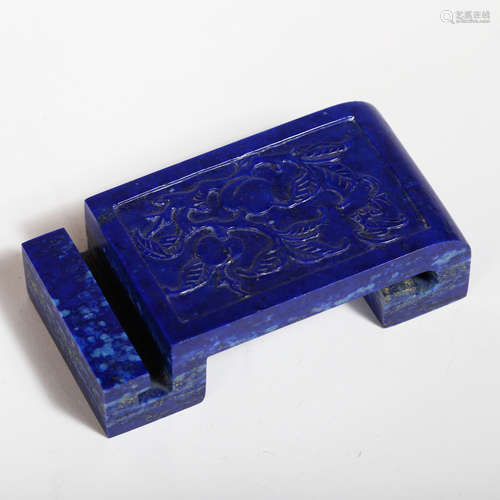 CHINESE LAPIS LAZULI CARVED BRUSH REST