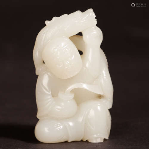 CHINESE WHITE JADE CARVED LOHAN