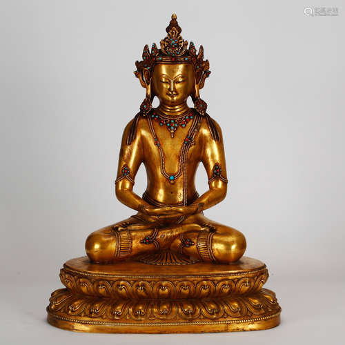 CHINESE GILT BRONZE SEATED AMITAYUS