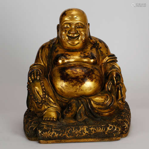 CHINESE GILT BRONZE FIGURE OF HOTEI