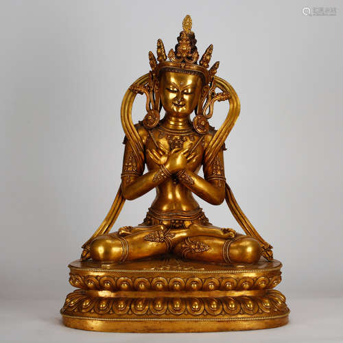 CHINESE GILT BRONZE FIGURE OF AMITAYUS