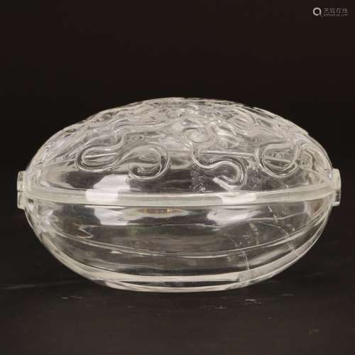 CHINESE CRYSTAL CARVED COVER BOX