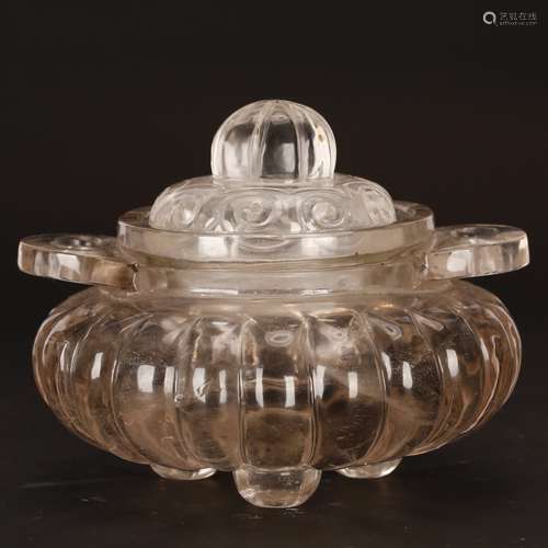 CHINESE CRYSTAL CARVED COVER CENSER