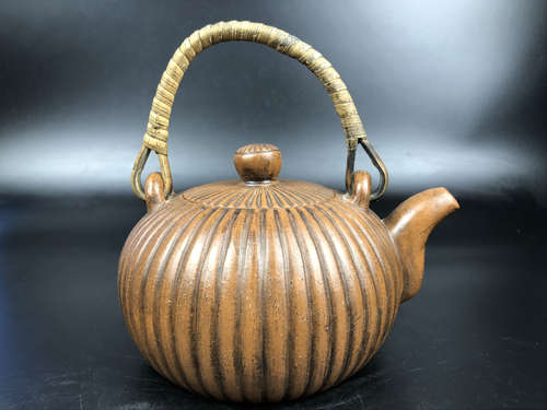 A MELON SHAPED ZISHA TEAPOT