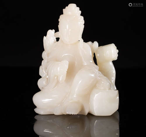 A HETIAN JADE GUANYIN FIGURE