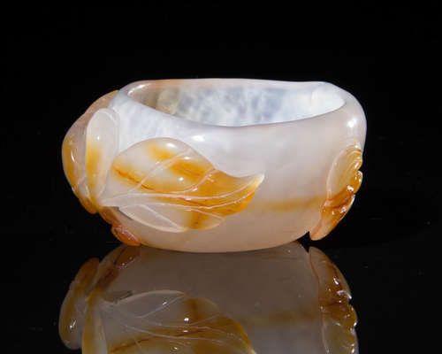 AGATE WASHER WITH CRAVED LEAF