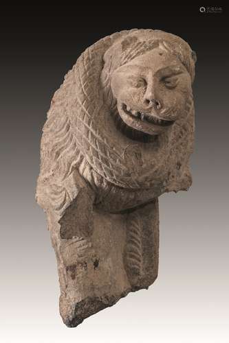 Protome de lion en schiste. H : 28 cm. GANDHARA (I...