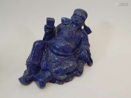 Sculpture en lapis lazuli représentant Libai, poèt...