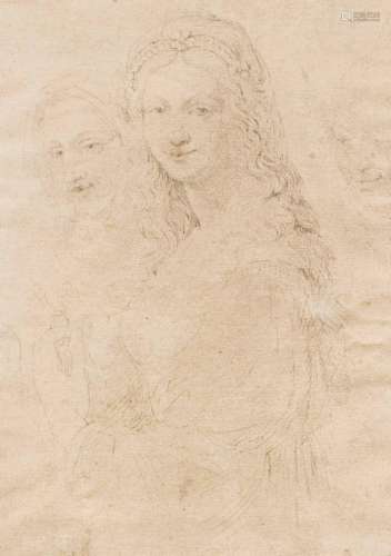 Ecole FRANCAISE du XVIIIème siècle - Deux têtes de femmes d’après la Modestie et la Vanité de Bernardo Luini