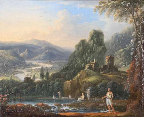 Johann Alexander THIELE (Erfurt 1685–Dresde 1752) - Paysage aux baigneurs