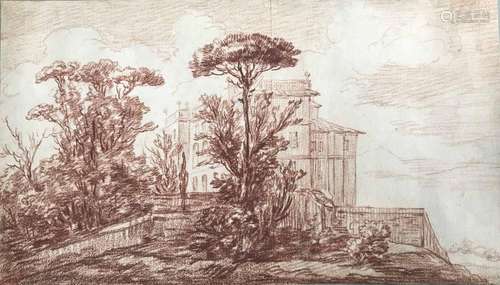 Attribué à Jacques François AMAND (1730-1769) - Vue du Parc de la villa Grazioli à Rome