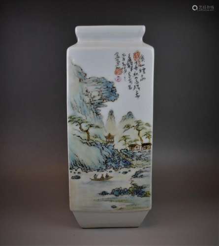 A Chinese late Qing/Republic famille rose porcelain vase, [Shedezhai] mark