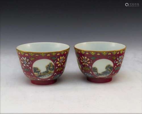 A pair of Chinese famille rose porcelain bowls, [Qianlong] mark