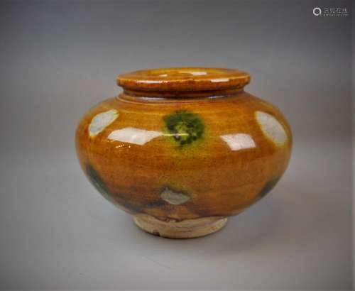 A Chinese small archaic Liao sancai porcelain jar