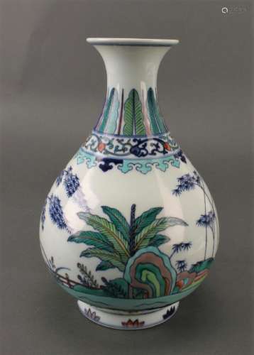 A Chinese blue and white-doucai porcelain vase