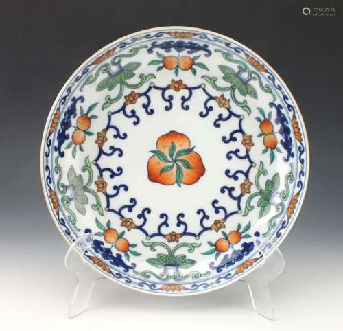 A Chinese Qing dynasty doucai porcelain plate, [Qianlong] mark