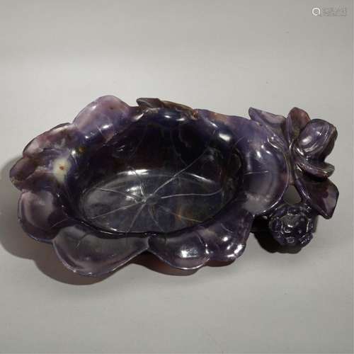 CHINESE AMETHYST CARVED WATER POT