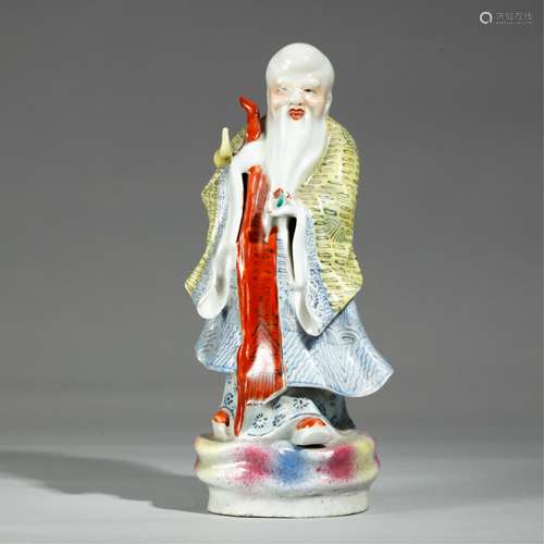 CHINESE FAMILLE ROSE PORCELAIN DEITY